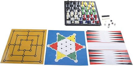 LEXiBOOK 8-in-1 Games Set, Chess, Checkers, Backgammon, Chinese Checkers, Nine Men's Morris, Snakes & Ladders, Goose, Ludo, 2-6 Players, Ages 6+