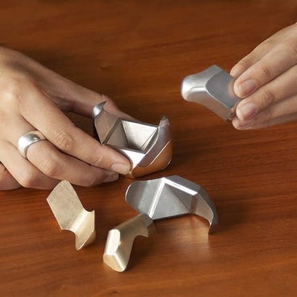 Craighill Tycho Puzzle - Brain Teaser Puzzle for Adults & Kids, 3D Brain Game, Mind-Bending & Satisfying, Aesthetic Home & Office Decor - Stainless Steel