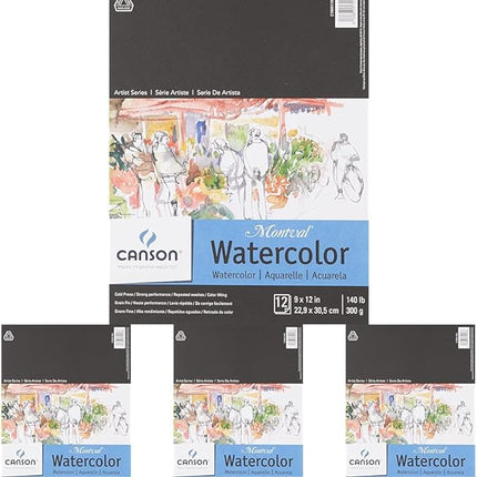 Canson Artist Series Montval Watercolor Paper, Foldover Pad, 9x12 inches, 12 Sheets (140lb/300g) - Artist Paper for Adults and Students - Watercolors, Mixed Media, Markers and Art Journaling