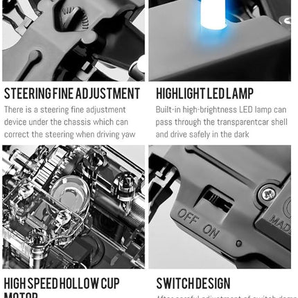 RC Off-Road Vehicle Model, 1/32 Scale 4WD Mini Electric 2.4G Remote Control High Speed Drift Off-Road, Mini Racing Drift Car for Adults