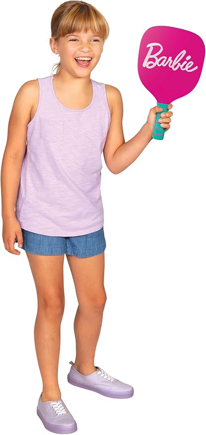 Barbie Kids Pickleball Set – Includes 2 Paddles, 1 Ball & Net – Portable Outdoor/Indoor Pickleball Game for Girls – Backyard, Driveway, Beach, Park, or Home Play