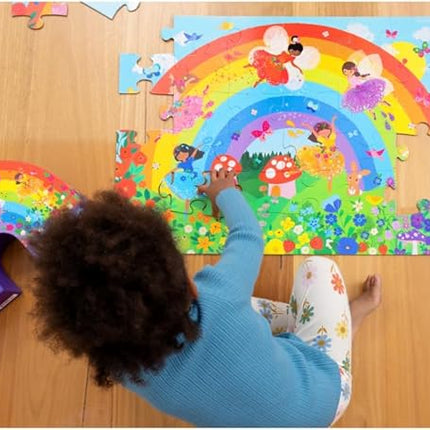 Crocodile Creek 36-Piece Jigsaw Floor Puzzle - Fun Floor Puzzles for Kids Ages 3-5 - Heavy-Duty Shaped Box for Storage - Over The Rainbow - 24" W x 18" H Finished