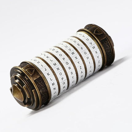 Unique Valentines Gift Cryptex Da Vinci Code Mini Cryptex Lock Puzzle Boxes with Hidden Compartments Heavy Real Metal Novelty Birthday Gifts Big Enough for Notes,Paper Money,Rings,Jewelry (White)
