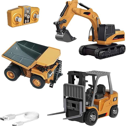 Microcrew Mini Rc Construction Series – Pocket Dump Truck, Excavator & Forklift Set, 1/64 Small 2.4ghz Remote Control Alloy Car Pocket Construction Vehicles Birthday Gifts for Boys and Girls