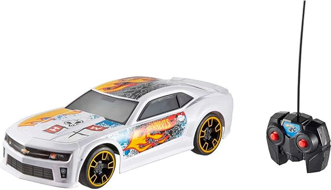 Hot Wheels Toy Car RC, Remote-Control with Full-Function, White ZL1 Camaro, Team, High-Performance Engine, 2.4 GHz with Range of 65 feet