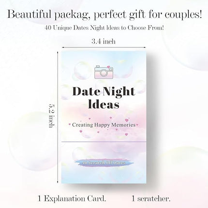 40 Date Night Gift Ideas for Couple, Adventurous Scratch-Off Cards for Couple Games, Valentines Day Gifts for Him, Her, Wife or Husband, Fun Gift for Date Night, Wedding, Anniversary, Birthday & More