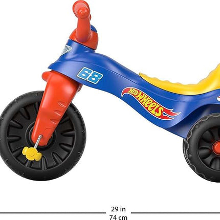 Fisher-Price Toddler Tricycle Hot Wheels Tough Trike, Toy Bike with Handlebar Grips & Storage for Outdoor Play Kids Ages 2+ Years