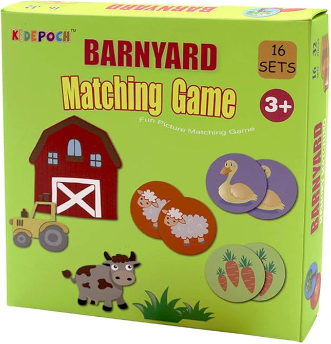 KiDEPOCH Memory Match Game – 16 Matching Pairs Preschool Memory Games Featuring Barnyard Element, Non Toxic Educational Memory Matching Game, Perfect for Kids, Toddlers, 3 Year Old or Up