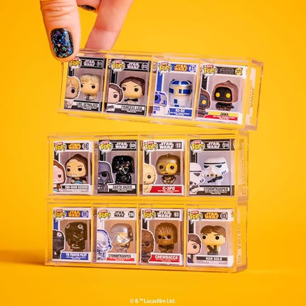 Funko Bitty POP! Star Wars - Leia, 4-Pack - Princess Leia, R2-D2, C-3PO and A Surprise Mystery Mini Figure - 0.9 Inch (2.2 Cm) Collectable - Stackable Display Shelf Included - Gift Idea