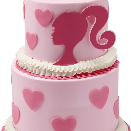 Barbie Cake Toppers | 2 Pack | Large Barbie B and Silhouette Cake Decorations, Pink and Black Ready To Use Toppers, Food Safe