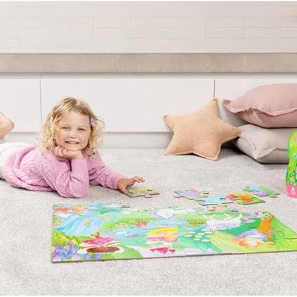 Crocodile Creek 36-Piece Jigsaw Floor Puzzle - Fun Floor Puzzles for Kids Ages 3-5 - Heavy-Duty Shaped Box for Storage - Magical Friends - 24" W x 18" H Finished