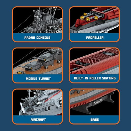 MISINI M7001 1:300 Japanese Yamato Battleship Building Blocks Set, 2569 Pieces WWII Navy Ship MOC Toy, Excellent Battleship Model Building Gift and Collection for Military Enthusiasts and Adults