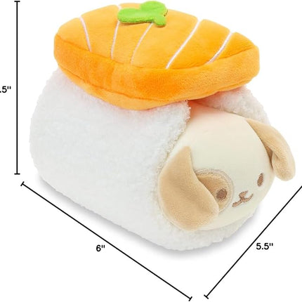 Anirollz Puppiroll Plush in Salmon Sushi – Kawaii Stuffed Animal with Removable Costume – Cute Squishy Plush Toy Gift for Girls & Kids