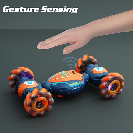 Gesture Sensing RC Stunt Car - Boys Toys Age 6-8-12, 4WD Hand Controlled Remote Control Twist Car with Light & Music, Cool Birthday Presents and Ideas Gifts for Kids Age 7 9 10 11 12 Years Old