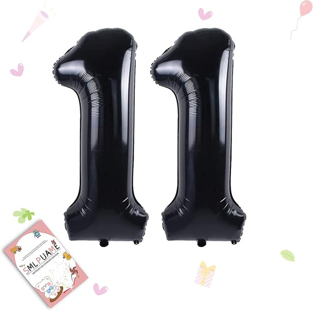 Smlpuame 40 inch Number Balloon 0-9 Black Large Number 11 Balloons,Digital Balloons for Birthday Party Celebration Decorations Supplies, Helium Foil Number Balloons for Wedding Anniversary