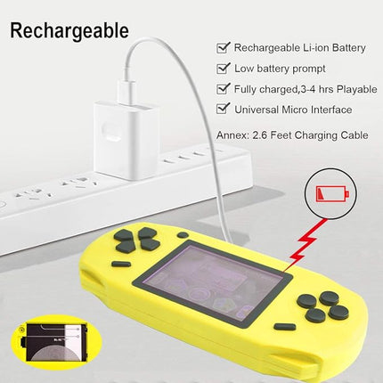 16 Bit Handheld Games for Kids Adults 3.0'' Large Screen Preloaded 100 HD Classic Retro Video Games USB Rechargeable Seniors Electronic Game Player Birthday Xmas Present (Yellow)