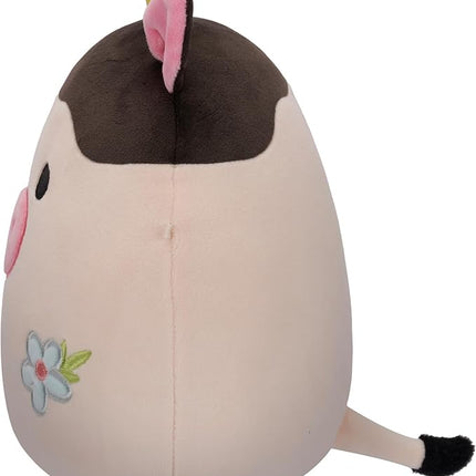 Squishmallows Original 8-Inch Connor Cow with Blue Flower Embroidery - Official Jazwares Plush