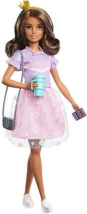 Barbie Princess Adventure Teresa Doll (11.5-inch Brunette) in Fashion and Accessories, with Smart Phone, Purse, Travel Mug and Tiara, Gift for 3 to 7 Year Olds