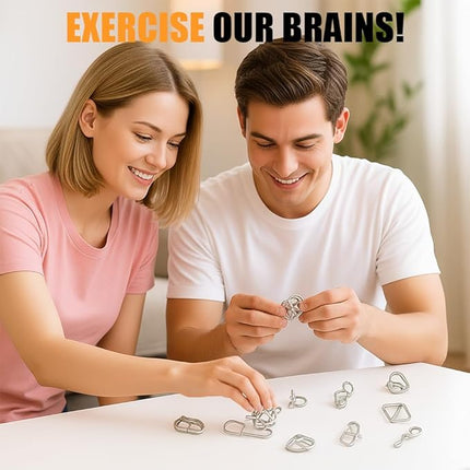 Metal Puzzle Ring, 2025 New IQ Test Brain Teaser Disentanglement Set, Yellow Version Metal Wires Fidget Toy for Kids Adults, Fun Educational Puzzles Brain Teasers for Students Gifts (Yellow)