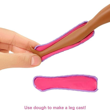 Barbie Fast Cast Clinic Playset, Brunette Barbie Doctor Doll, 30+ Play Pieces, 4 Play Areas, Cast & Bandage Making, Medical & X-ray Stations, Exam Table, Gift Shop & More, Great Toy for 3 Years & Up