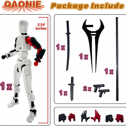 3D Printed 5.54-inch Multi-Jointed Action Figures Dummy13, Full Body Mechanical Movable Toy, Multiple Accessories, Hand Painted Figure, Desk Decoration, Creative Gifts (Z-Devil's Hand)