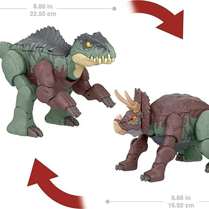 Mattel Jurassic World Fierce Changers 2-in-1 Dinosaur Action Figure, Massive Stretch Toy Transforms from Nasutoceratops to Giganotosaurus in 16 Steps