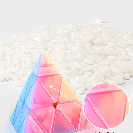 Vdealen Speed Cube Set, 2x2x2 3x3x3 Pyramid Magic Cube Set, Puzzle Cube Toys Birthday Party Christmas Stocking Stuffers Gift for Kids Teens Adults(Jelly Stickerless)