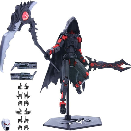 T13 Action Figure (Assembly Completed) Titan 13 Dummy 13 Action Figure Robot 13 Dummy 13 Figure 3D Printed Articulated Multi-Jointed Movable Robot Model (Grim Reaper-Red)
