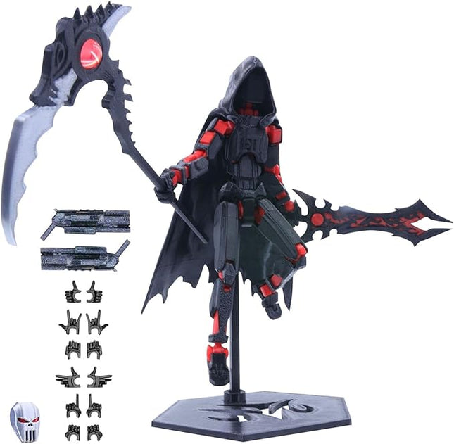 T13 Action Figure (Assembly Completed) Titan 13 Dummy 13 Action Figure Robot 13 Dummy 13 Figure 3D Printed Articulated Multi-Jointed Movable Robot Model (Grim Reaper-Red)