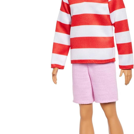 Barbie Fashionistas Ken Doll #241 with Blonde Hair Wearing Red and White Striped Polo Shirt with Pink Shorts, White Crew Socks and Sneakers