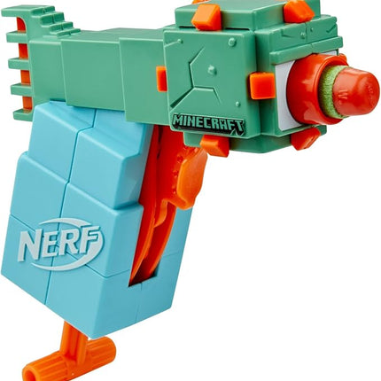 Nerf MicroShots Minecraft Guardian Mini Blaster, Minecraft Guardian Mob Design, Includes 2 Official Elite Darts, Priming Handle