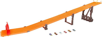 Hot Wheels Toy Car Playset with Lights, Sounds & 6 1:64 Scale Vehicles, Super 6-Lane Raceway, 8-foot Track that Rolls Up for Storage (Amazon Exclusive)