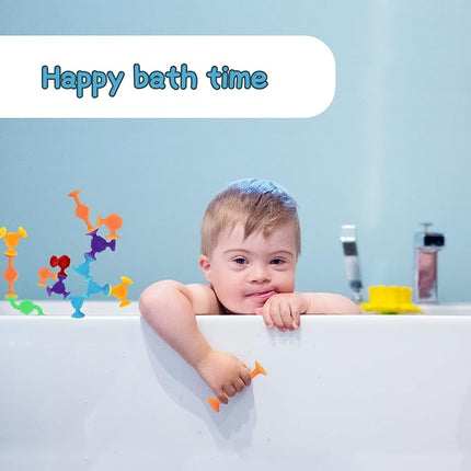 48 Pcs Bath Toys for Kids Ages 3+, Sensory Toys for Autistic Children, Travel Toys Window Toys Stem Learning Toys, Bathtub Toys with Dinosaur Eggshell Storage