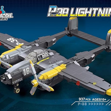 Apostrophe Games P-38 Lightning Aircraft Building Block Set - 937 Pieces - Air Force Fighter Plane Toy Set – for Kids and Adults – Compatible with All Building Bricks