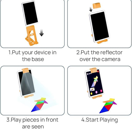 Qxtamo® Innovative AR Tangrams Puzzles Games, 1000+ Animated Sensory Toys, Family Travel Learning Education STEM Toys Birthday Gift Party Favors for Kids Children Boys Girls Teens, Ages 3+ Year Old