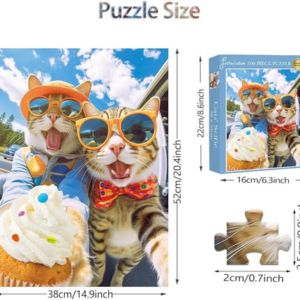 500 Pieces Jigsaw Puzzles for Adults and Teens and Kids Family Happy Gift Idea Cats Selfie (Cats' Selfie)