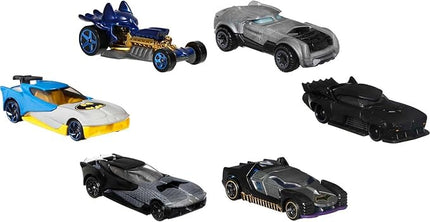 Hot Wheels Toy Cars 6-Pack, Set of 6 Batman Character Vehicles in 1:64 Scale, Inspired by Various Characters (Styles May Vary)