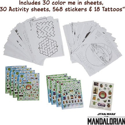 Innovative Designs Star Wars Mandalorian Baby Yoda Deluxe Activity Set for Kids with Carrying Tin, Coloring Sheets, Tattoos, Stickers, & Art Supplies, 500+ Pieces