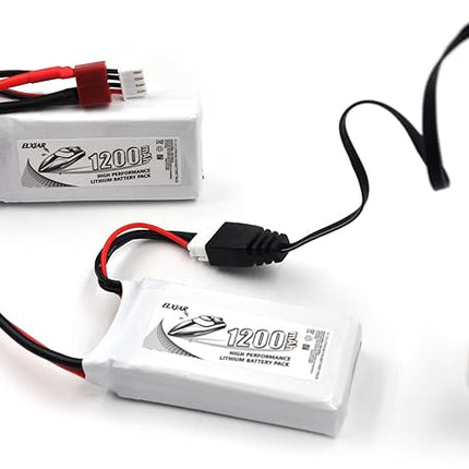 (2-Pack) 11.1V 1200mAh 30C LiPo Battery with T-Plug Replacement for WLtoys WL915 WL915-A RC Racing Boat