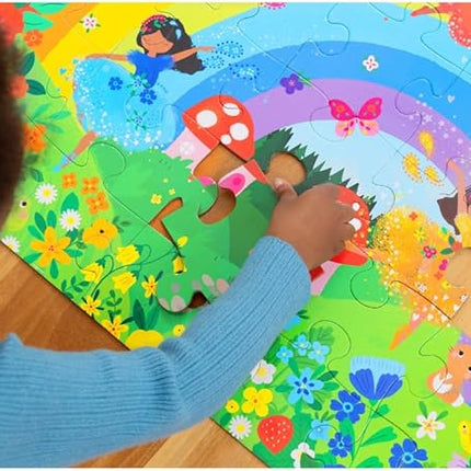 Crocodile Creek 36-Piece Jigsaw Floor Puzzle - Fun Floor Puzzles for Kids Ages 3-5 - Heavy-Duty Shaped Box for Storage - Over The Rainbow - 24" W x 18" H Finished