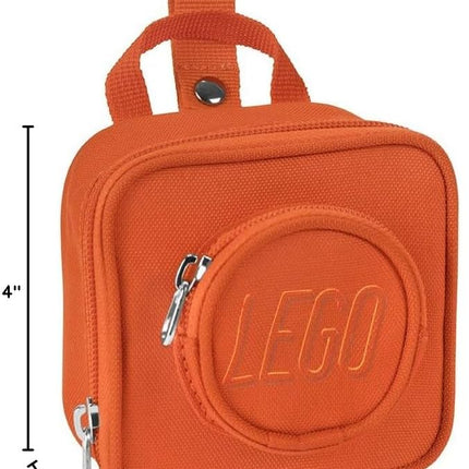 LEGO Kids Brick Mini Backpack Accessory Pouch with Novelty Backstraps, Snaps to Belt or Full-Size Backpack, Holds Small Items like Keys & Headphones, Orange