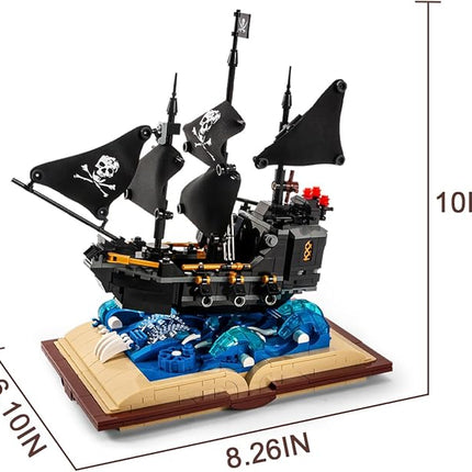 Black Pearl Ship Grimoire Book Building Blocks Toy Set,Gift for Adults and Kids (919pcs)