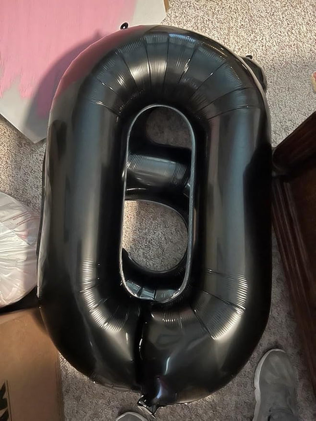Smlpuame 40 inch Number Balloon 0-9 Black Large Number 0 Balloons,Digital Balloons for Birthday Party Celebration Decorations Supplies, Helium Foil Number Balloons for Wedding Anniversary
