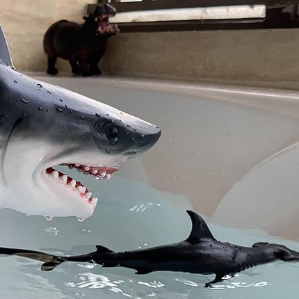 Gemini&Genius Whale Shark Hammerhead Shark Toys, Sea Animal Action Figures Ocean Model Toy Set for Play or Display, Gift, Educational, Role Play, Swim, Bath and Collection