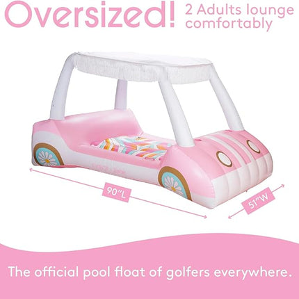 FUNBOY & Malibu Barbie Luxury Inflatable Golf Cart Summer Pool Float - Land or Water Inflatable with Cup Holder