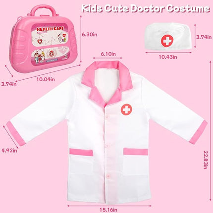 Meland Toy Doctor Kit for Girls - Pretend Play Doctor Set with Carrying Case,Stethoscope Toy & Dress Up Costume - Doctor Play Set for Girls Toddlers Ages 3 4 5 6 Year Old for Role Play Gift