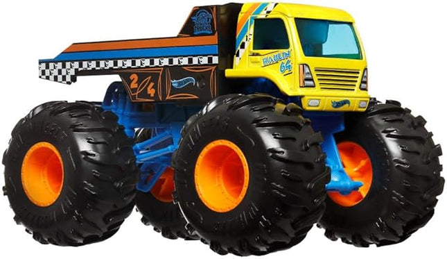 Hot Wheels Monster Trucks Oversized Haulin 64 Flatbed Truck, 1:24 Scale, Die-Cast