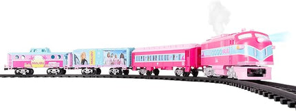 Lionel Mattel Barbie Battery O Gauge Toy Train Set with Remote, Locomotive, Train Cars, & Track with Authentic Train Sounds, Lights, & Water Vapor Smoke Effects for Kids 4+