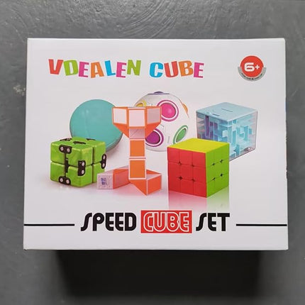 Vdealen Fidget Brain Teaser Toy for Kids, 3D PuzzlesToys Bundle of 3x3 Speed Cube, Maze Box, Rainbow Puzzle Ball, Wisdom Ball, Fidget Snake Cube, Infinity Cube IQ Games for Toddlers Kids Adults