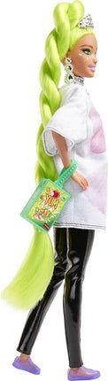 Barbie Extra Doll &Accessories with Neon Green Hair, Feather Boa & Pet Parrot